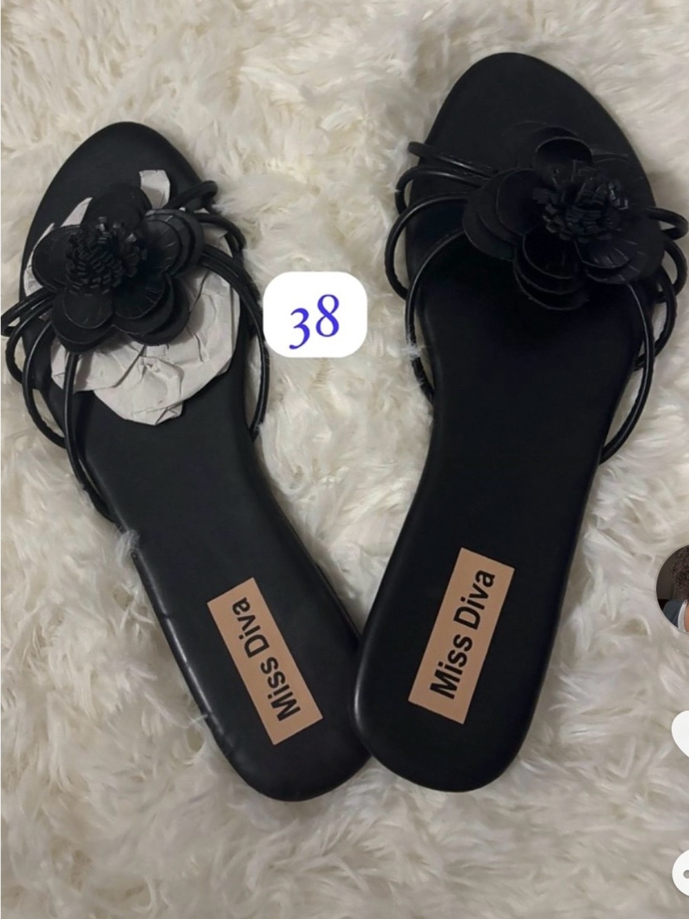 Black Floral Slide Sandals